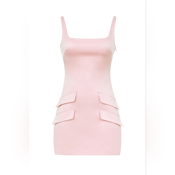 NWT HOUSE OF CB COSETTE ROSE SHADOW SATIN SLEEVELESS MINI DRESS SZ SMALL - Picture 5 of 9
